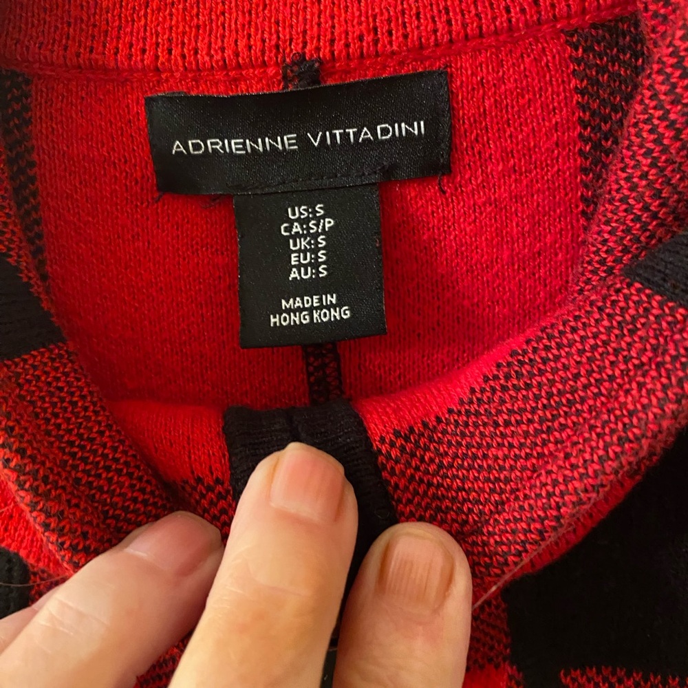 Adrienne Vittadini Red and Black Checkered Jacket - Picture 5 of 7